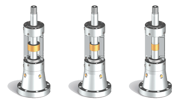 Test cylinder with variable piston diameter